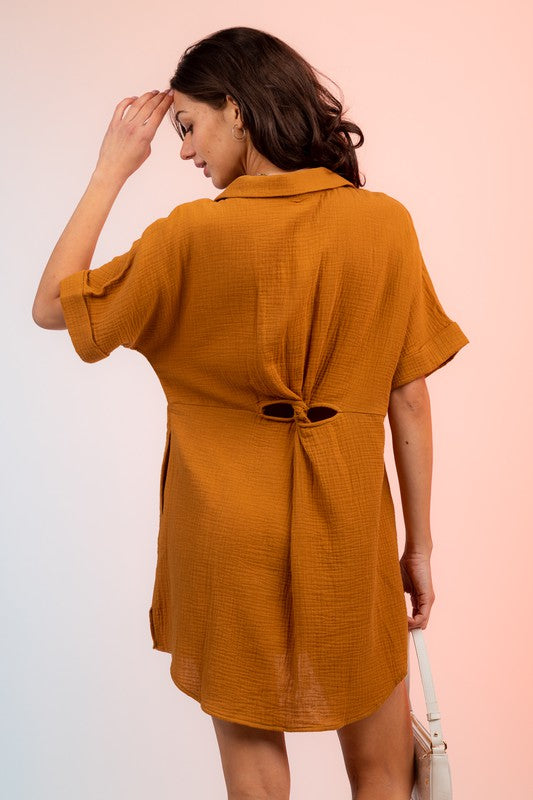 Curvy Gauze Shirt Dress