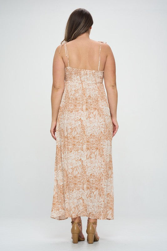 Curvy Shoulder Tie Maxi Dress