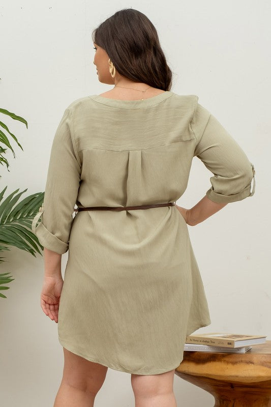 Curvy Shirt Belt Dress