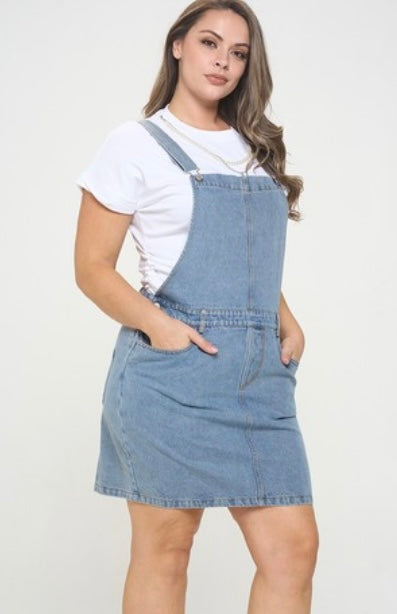 Curvy Denim Overall Dress