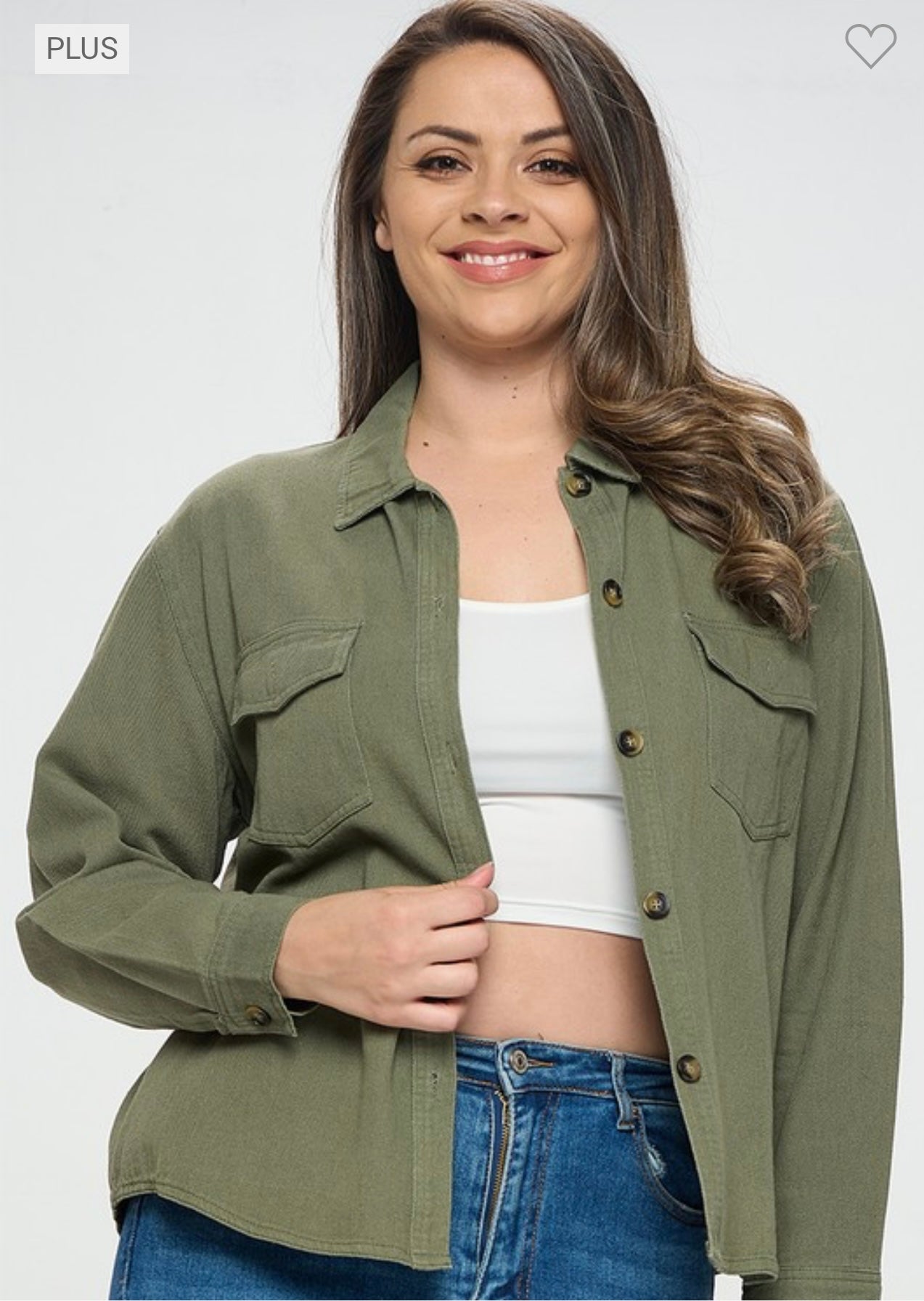 Curvy Olive Denim Jacket