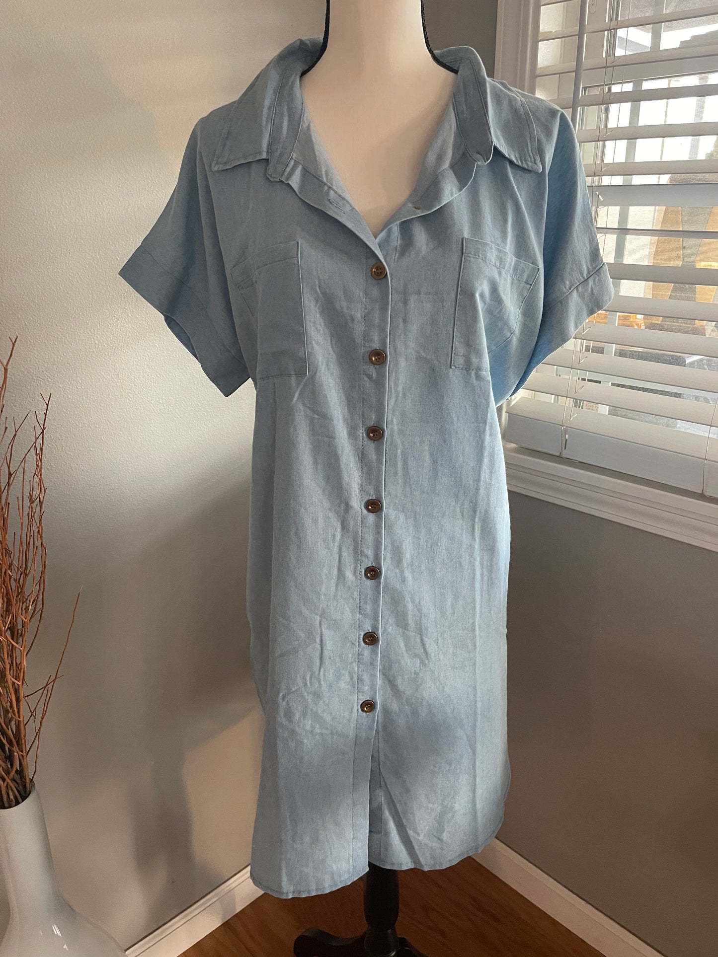 Denim Button Curvy Dress