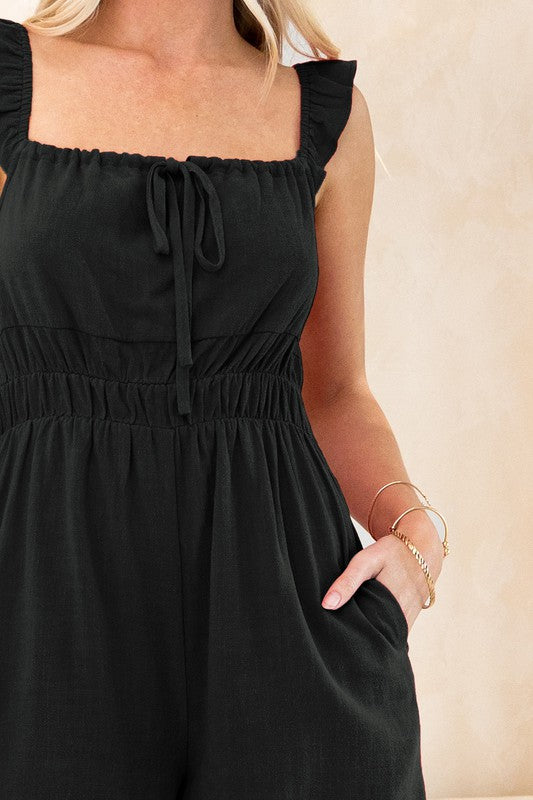 Smocked Black Curvy Romper