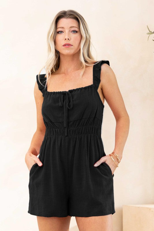 Smocked Black Curvy Romper