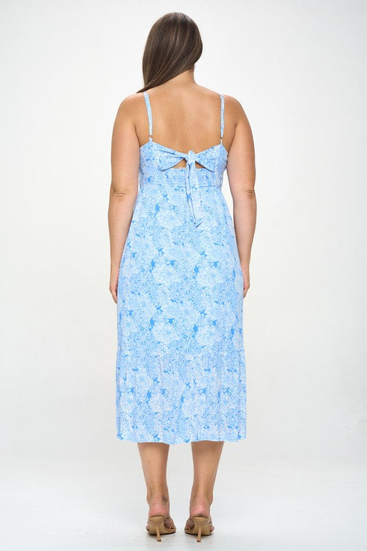 Curvy Blue Floral Maxi Dress