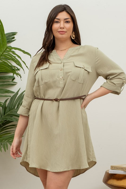 Curvy Shirt Belt Dress