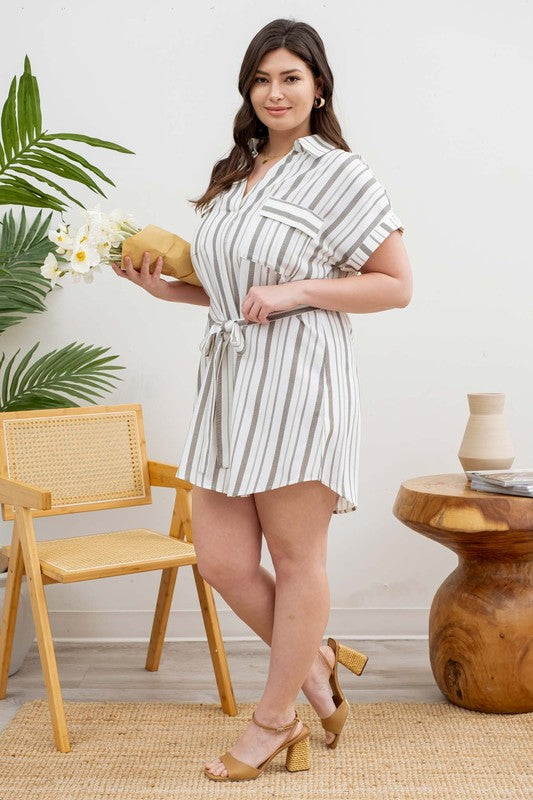 Curvy Stripe Belted Dress