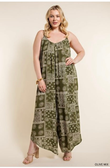 Curvy Paisley Jumpsuit