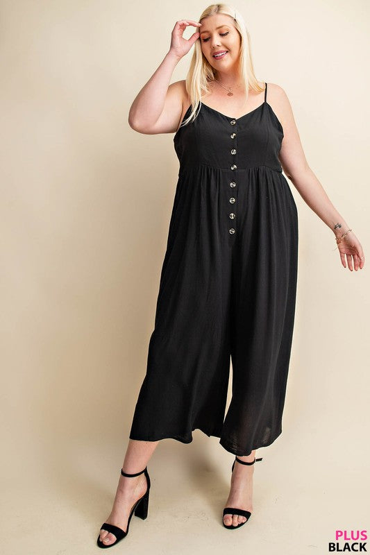 Button Front Detail Curvy Jumpsuit